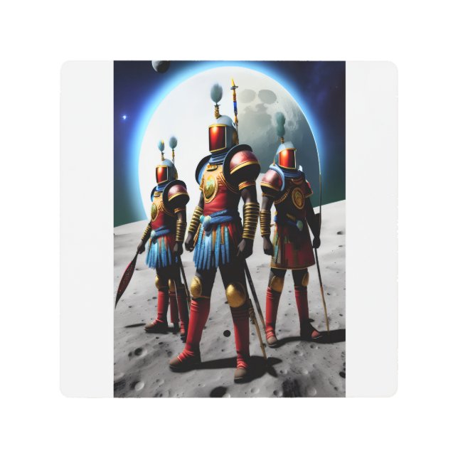 African Warriors In Space Metal Print (Front)