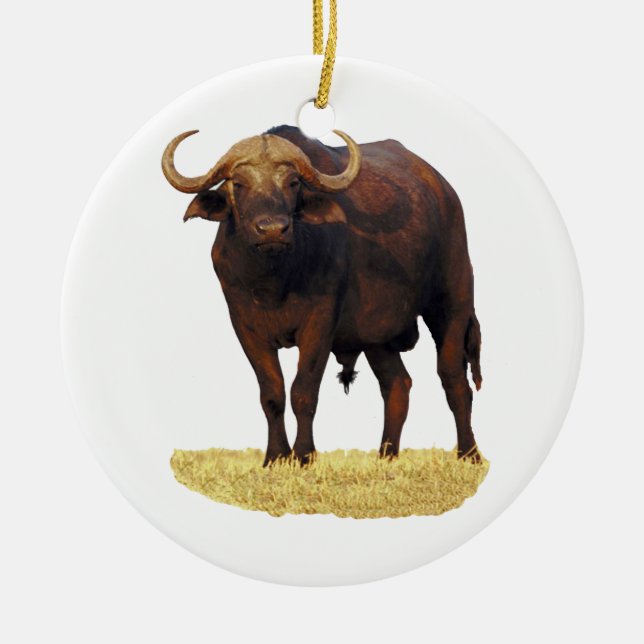 African Water Buffalo Ceramic Ornament (Front)
