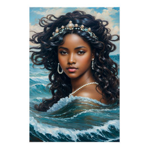 African Water Goddess Yemaya Painting Poster