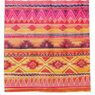 African Watercolor Pattern. Raster Illustration Shower Curtain
