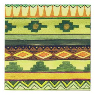 African watercolor, vibrant pattern illustration. faux canvas print
