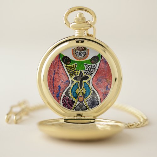 African Wax meeting Acrylic Pocket Watch