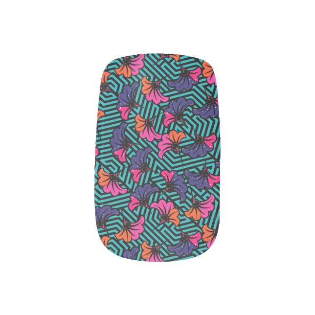 African Wax Print Ginkgo Biloba Minx Nail Art (Right Thumb)
