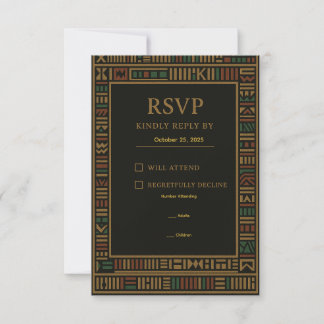 African Wedding Gold Kente Reservation Card