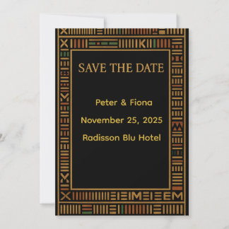 African Wedding Gold Kente Save The Date Card