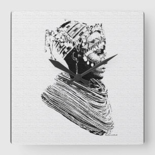 African Wedding Square Wall Clock