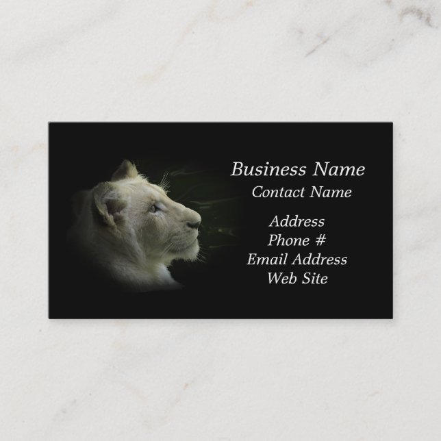 African White Lion Big Cat Wildlife Business Card (Front)