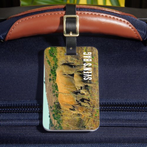 African White Rhino and Reeds Luggage Tag