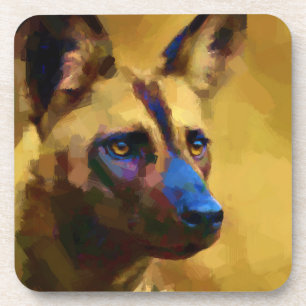 African Wild Dog Art Beverage Coaster