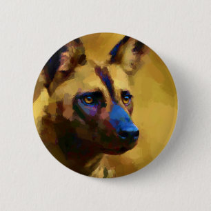 African Wild Dog Button