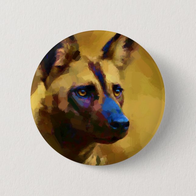 African Wild Dog Button (Front)