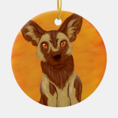 African Wild Dog Ceramic Ornament