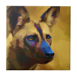 African Wild Dog Ceramic Tile