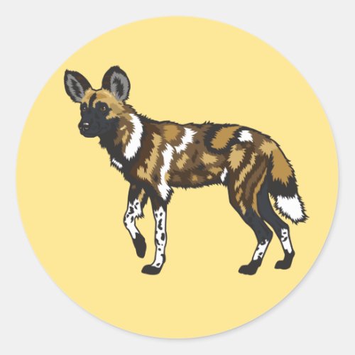 African wild dog classic round sticker