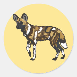African wild dog classic round sticker