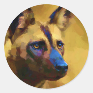 African Wild Dog Classic Round Sticker