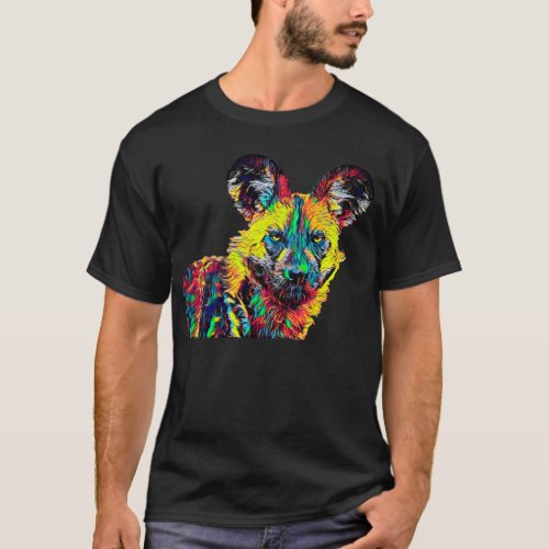 African Wild Dog Colored Design T_Shirt