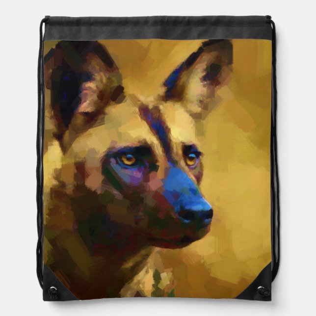 African Wild Dog Drawstring Bag (Front)