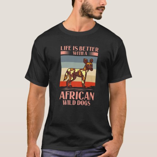 African Wild Dog Gift African Painted Dog Pup T_Shirt