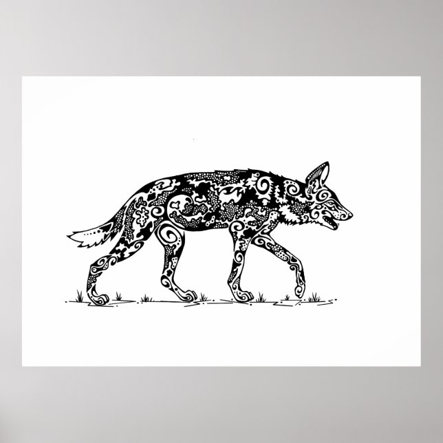 African Wild Dog Lope Design Poster (Front)
