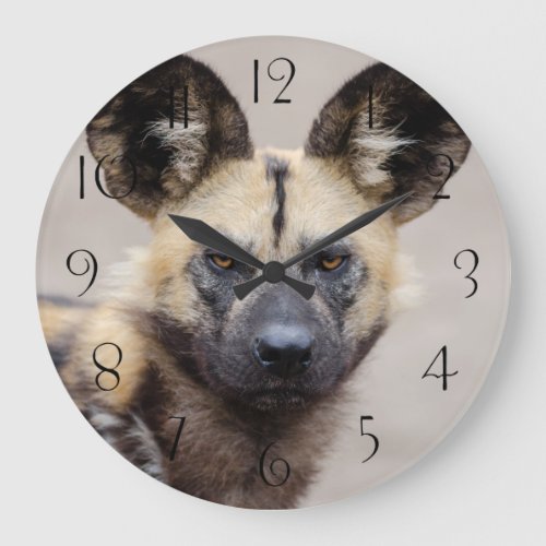 African Wild Dog Painted Dog Large Clock