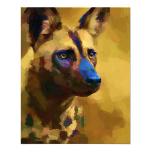 African Wild Dog Painted Photo Print