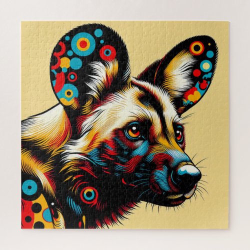 African Wild Dog Pop Art 600 Piece Puzzle