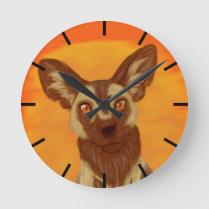 African Wild Dog Round Clock