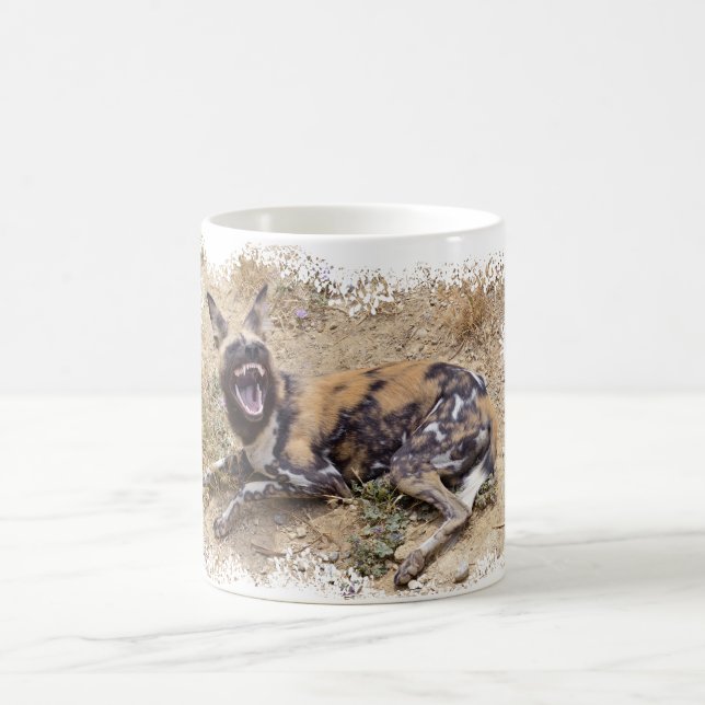African Wild Dog showing its teeth Coffee Mug (Center)