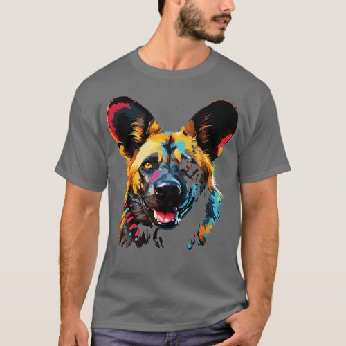 African Wild Dog Smiling T_Shirt