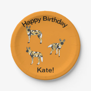 African Wild Dogs Paper Plates
