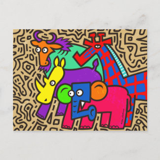 African Wildlife Art Postcard
