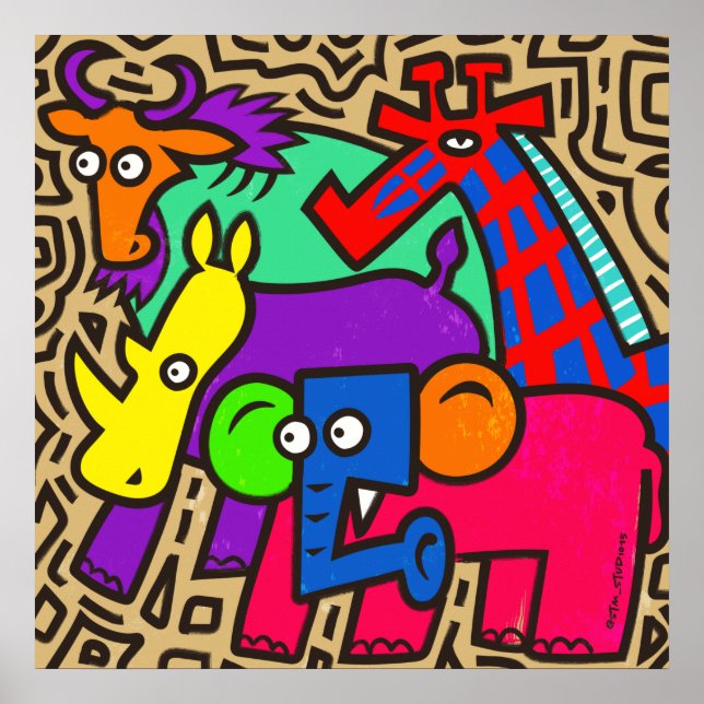 African Wildlife Art Poster (Front)