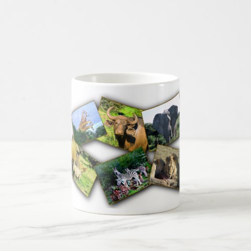 African Wildlife Collage Black Shadow Mug