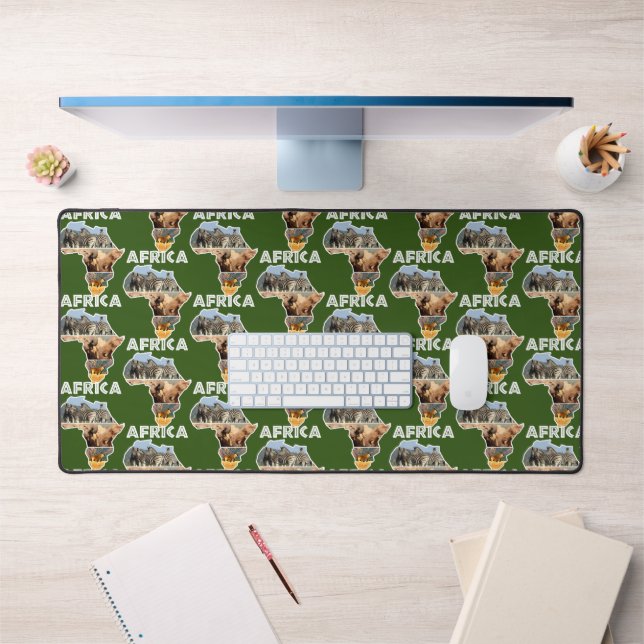 African Wildlife Continent Collage Desk Mat (Office 1)