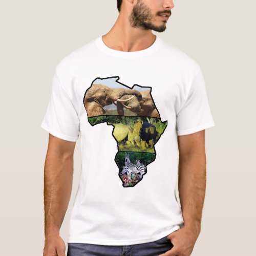 African Wildlife Continent Elephant Rhino Zebra T_Shirt