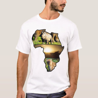 African Wildlife Continent Hyena, Rhino,Giraffe T-Shirt