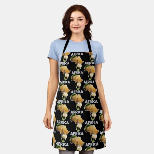 African Wildlife Continent Rhino Calf White Text Apron