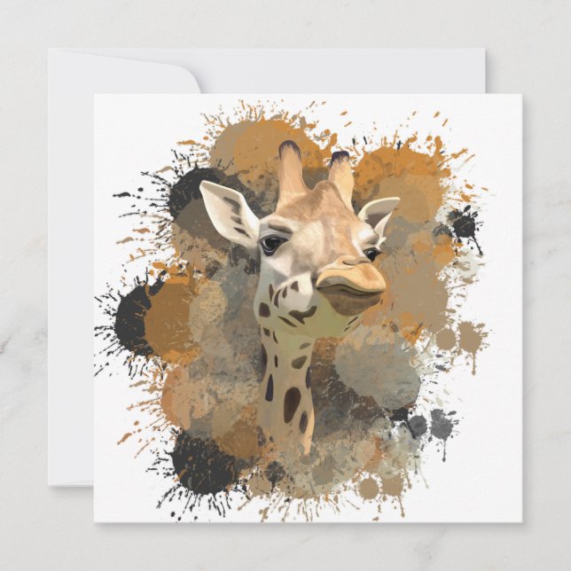African Wildlife Giraffe Abstract Paint Splatter (Front)
