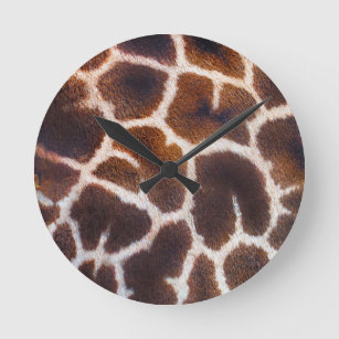 African Wildlife Giraffe Fur Photo Design Round Clock