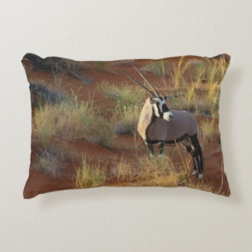 African Wildlife Oryx Antelope Sand Dune Savannah Accent Pillow