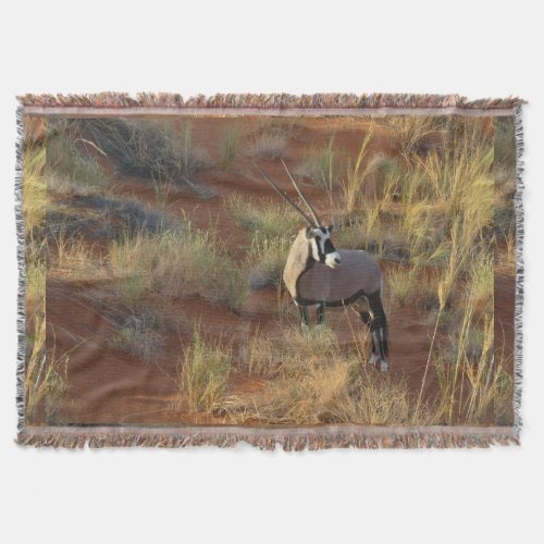 African Wildlife Oryx Antelope Sand Dune Savannah Throw Blanket