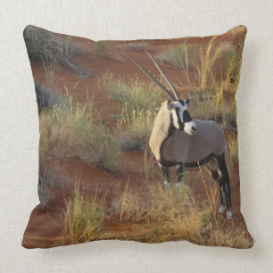 African Wildlife Oryx Antelope Sand Dune Savannah Throw Pillow
