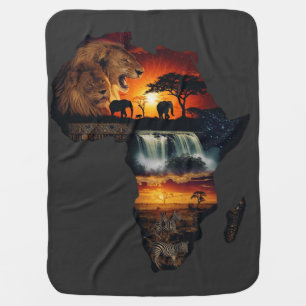 African Wildlife Safari Collage Baby Blanket