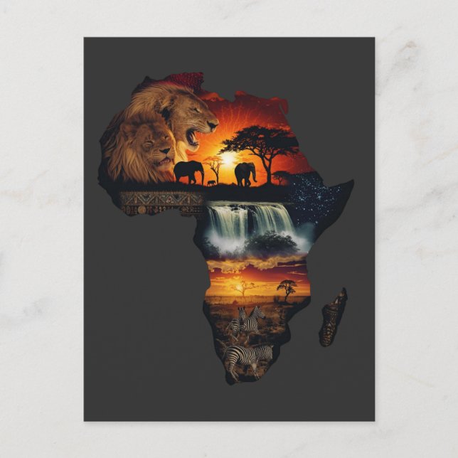 African Wildlife Safari Collage Postcard (Front)