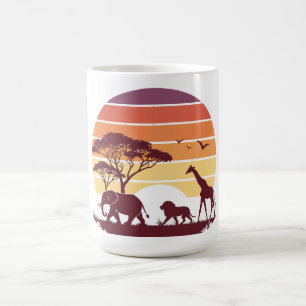 African Wildlife Silhouette Safari Design Coffee Mug