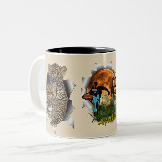 African Wildlife Two-Tone Coffee Mug (Front Left)