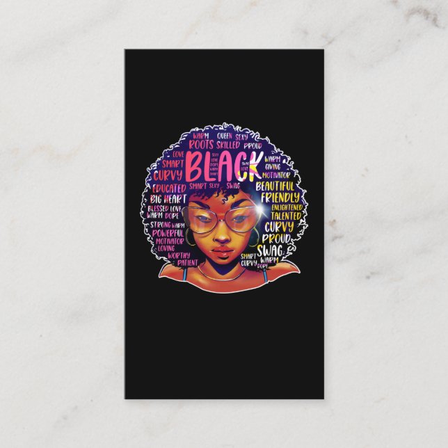 African Woman Afro Pride Girl Business Card (Front)