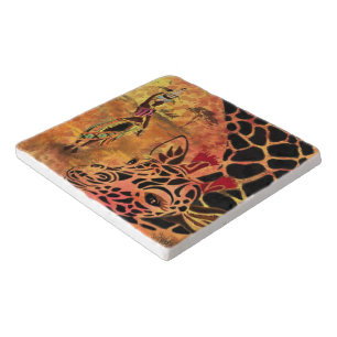 African Woman and Giraffe Trivet