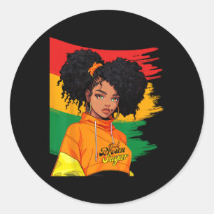 African Woman Black History Month Juneteenth Afro Classic Round Sticker